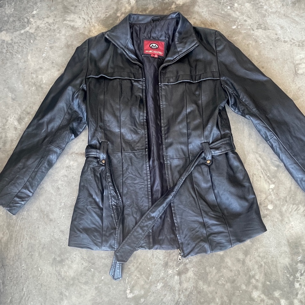 Marc Mattis Women's Black Leather Jacket Blazer Size M